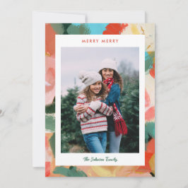 Holiday Floral Painted Border Feiertagskarte