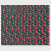 Holiday Floral Pattern – Red & Green Christmas Geschenkpapier (Flach)