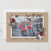 Holiday Floral Save the Date Foto Card (Vorderseite)