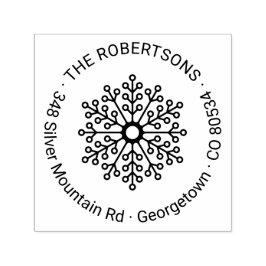 Holiday Floral Snowflake Runde Rücksendeadresse Permastempel