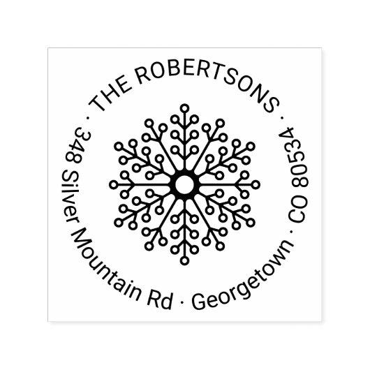 Holiday Floral Snowflake Runde Rücksendeadresse Permastempel (Design)