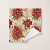 Holiday Floral Tablecloth Classic Red Poinsettias Badhandtuch Set (Waschlappen)