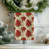 Holiday Floral Tablecloth Classic Red Poinsettias Badhandtuch Set
