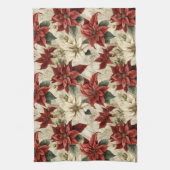 Holiday Floral Towel Classic Red Poinsettia Art Geschirrtuch (Vertikal)