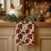 Holiday Floral Towel Classic Red Poinsettia Art Geschirrtuch