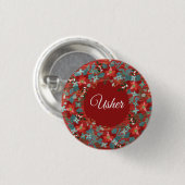 Holiday Floral Volunteer Usher Button (Vorne & Hinten)