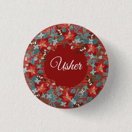 Holiday Floral Volunteer Usher Button