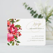 Holiday Floral Wedding RSVP Karte (Stehend Vorderseite)