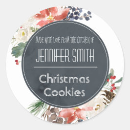 Holiday Floral Weihnachtsbäckerei Gebäck Keks Runder Aufkleber