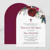 Holiday Floral Winter Taufe Einladung (Vorne/Hinten)