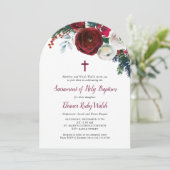 Holiday Floral Winter Taufe Einladung (Stehend Vorderseite)