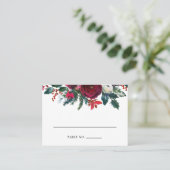 Holiday Floral Winter Wedding Escort Karten (Stehend Vorderseite)
