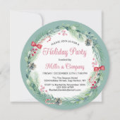 Holiday Floral Wreath Corporate Weihnachtsfest Par Einladung (Vorderseite)