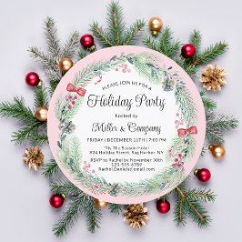Holiday Floral Wreath Corporate Weihnachtsfest Par Einladung