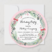 Holiday Floral Wreath Corporate Weihnachtsfest Par Einladung (Vorderseite)