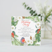 Holiday Floral Wreath Corporate Weihnachtsfest Par Einladung (Stehend Vorderseite)