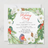 Holiday Floral Wreath Corporate Weihnachtsfest Par Einladung (Vorderseite)