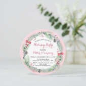 Holiday Floral Wreath Corporate Weihnachtsfest Par Einladung (Stehend Vorderseite)