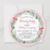 Holiday Floral Wreath Corporate Weihnachtsfest Par Einladung (Vorderseite)
