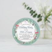 Holiday Floral Wreath Corporate Weihnachtsfest Par Einladung (Stehend Vorderseite)