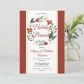 Holiday Floral Wreath Weihnachtsfeiertag Brunch Einladung (Stehend Vorderseite)