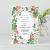 Holiday Florals Christmas Party Invitation Einladung (Stehend Vorderseite)