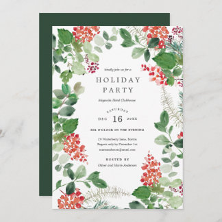 Holiday Florals Christmas Party Invitation Einladung