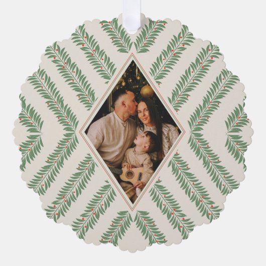 Holiday Foliage Quadrant Ivory and Green Ornament Karte (Vorderseite)