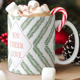 Holiday Foliage Quadrant White and Green Tasse