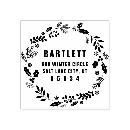 Holiday Foliage Wreath Rücksendeadresse Gummistempel (Prägung)