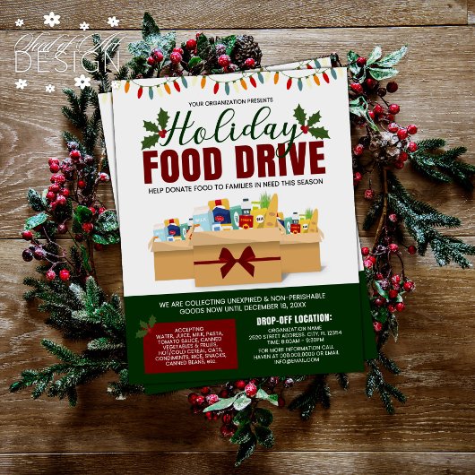 Holiday Food Drive Wohltätigkeit Fundraiser Spende Flyer
