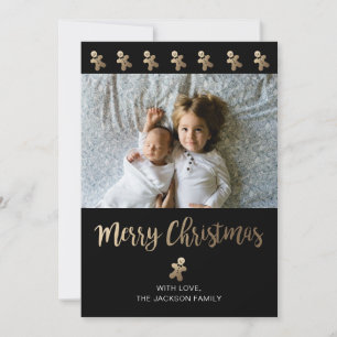 Holiday Foto Card Black & Gold - Gingerbread Feiertagskarte