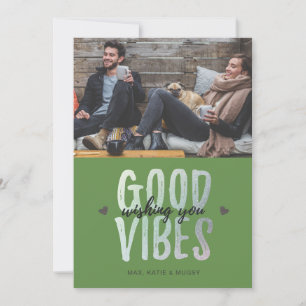 Holiday Foto Card GOOD VIBES - Green Feiertagskarte