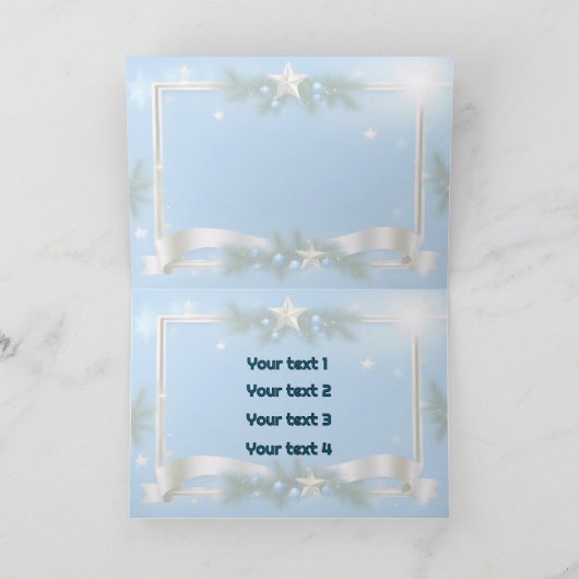 Holiday Foto Gruß auf Blau mit Silver Frame Karte (Innenseite)