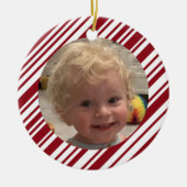Holiday Foto in Rot und Weiß Keramik Ornament (Vorne)