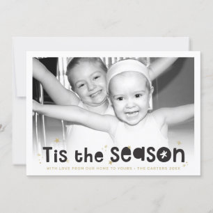 HOLIDAY FOTO ist die Saison Zitat schwarz Gold Feiertagskarte