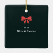 Holiday Foto Poinsettia Keramik Ornament (Rückseite)