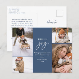 Holiday Foto Postcard Blue Das ist Freude Feiertagspostkarte