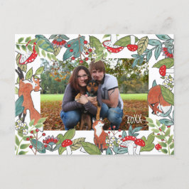 Holiday Foto Postcard Fox Holzdesign Feiertagspostkarte