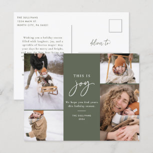 Holiday Foto Postcard Green Dies ist Freude Feiertagspostkarte