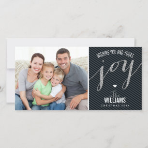 HOLIDAY FOTOKARTE gestreift Glitzer Typ Freude sch Feiertagskarte