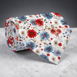 Holiday - Fourth of July Patriotic Floral Necktie Krawatte