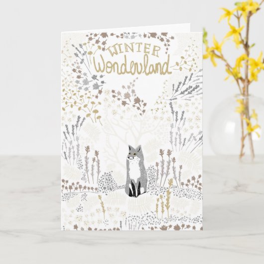 Holiday Fox Winter Wonderland Karte (Gelbe Blume)