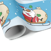 Holiday Fun Black Santa Claus Riding Sled Geschenkpapier (Rolleneckpunkt)