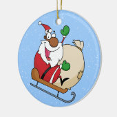 Holiday Fun Black Santa Claus Riding Sled Keramik Ornament (Links)