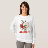 Holiday Fun Black Santa Claus Riding Sled T-Shirt (Vorne ganz)