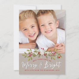 Holiday Garland Merry & Bright Two Foto Card Feiertagskarte