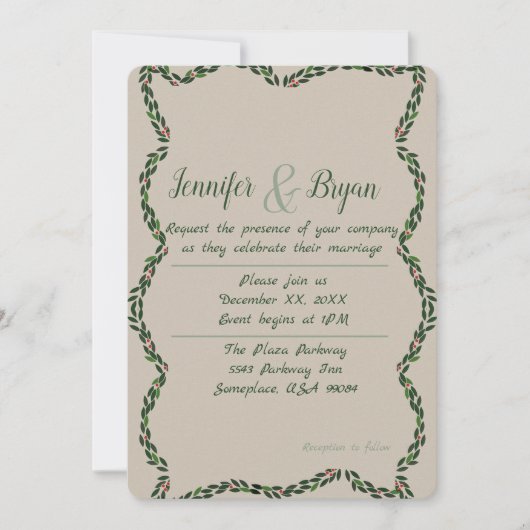 Holiday garland Wedding Einladung (Vorderseite)