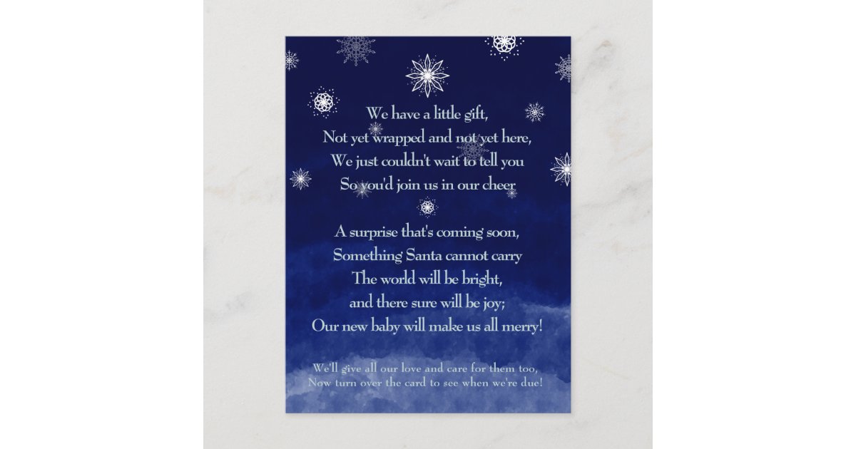 Holiday Gedicht Schwangerschaft Ankundigungspostkarte Zazzle De