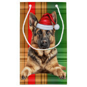 Holiday German Shepherd Dog and Plaid Christmas Kleine Geschenktüte (Rückseite)
